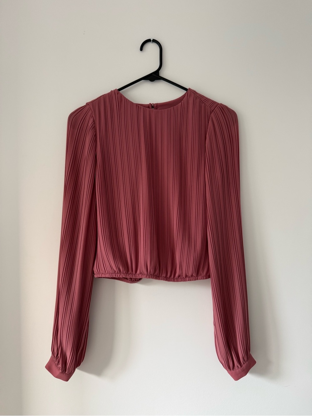 Dynamite Pleated Long-Sleeve Blouse in Dusty Rose